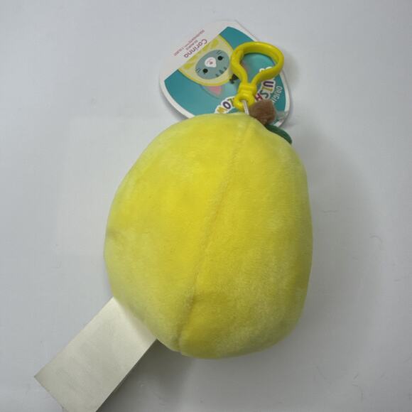 NWT Squishmallow Kellytoy Plush Corinna the Cat as Lemon Clip On Keychain 3.5” - Picture 2 of 3